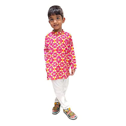 MAITREYO Unisex Kids Pure Cotton Pink Print Kurta Pyjama Set | Pink | (5-6 year) MAITREYO Unisex Kids Pure Cotton Pink Print Kurta Pyjama Set | Pink | (5-6 year)