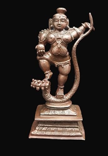 Searchers Paradise - Copper Idols  Kalinganarthana Krishna, 4.2 inches, Copper Handmade 350 Grams, Patina Antique Finish, Pack of 1 Piece
