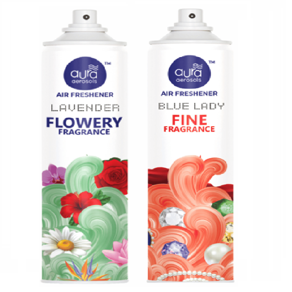 Aura Aerosols Air Freshener 300ml (Pack of 2) - Lavender & Blue Lady