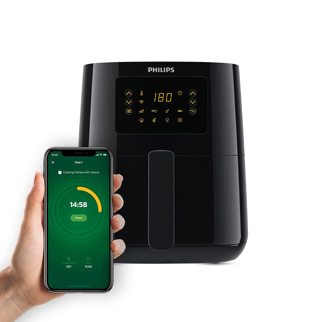 Philips Digital Connected Smart Air Fryer, 4.1 Liter, Voice Assistant Control and Touch Panel,WiFi Enabled,Uses Upto 90% Less Fat,13-In-1 Cooking Functions,Black(HD9255/90)