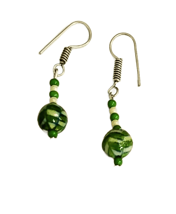 Blue Pottery Beads Earrings-(ER-07)