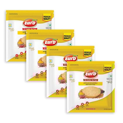 Euro Jowar Khakhra Multi Grain Crisps - Pack of 4, Premium Quality Healthy Snack