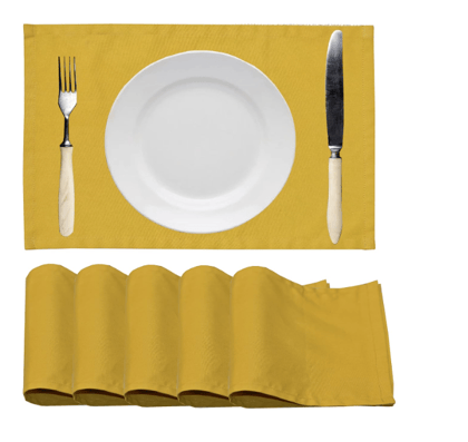 Homitecture Pure Cotton Heat Resistant Table Mat Placemats Heat Pad for Kitchen Table Coffee Table Dining Table Hot Pot Holders Dining Table Accessories for Home Office (Yellow_Set of 4)