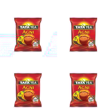 Tata Tea Agni | Strong Chai | Leaf Tea | 250 gm each | Pack of 4 | 1 Kg + Green Elaichi 25 gm