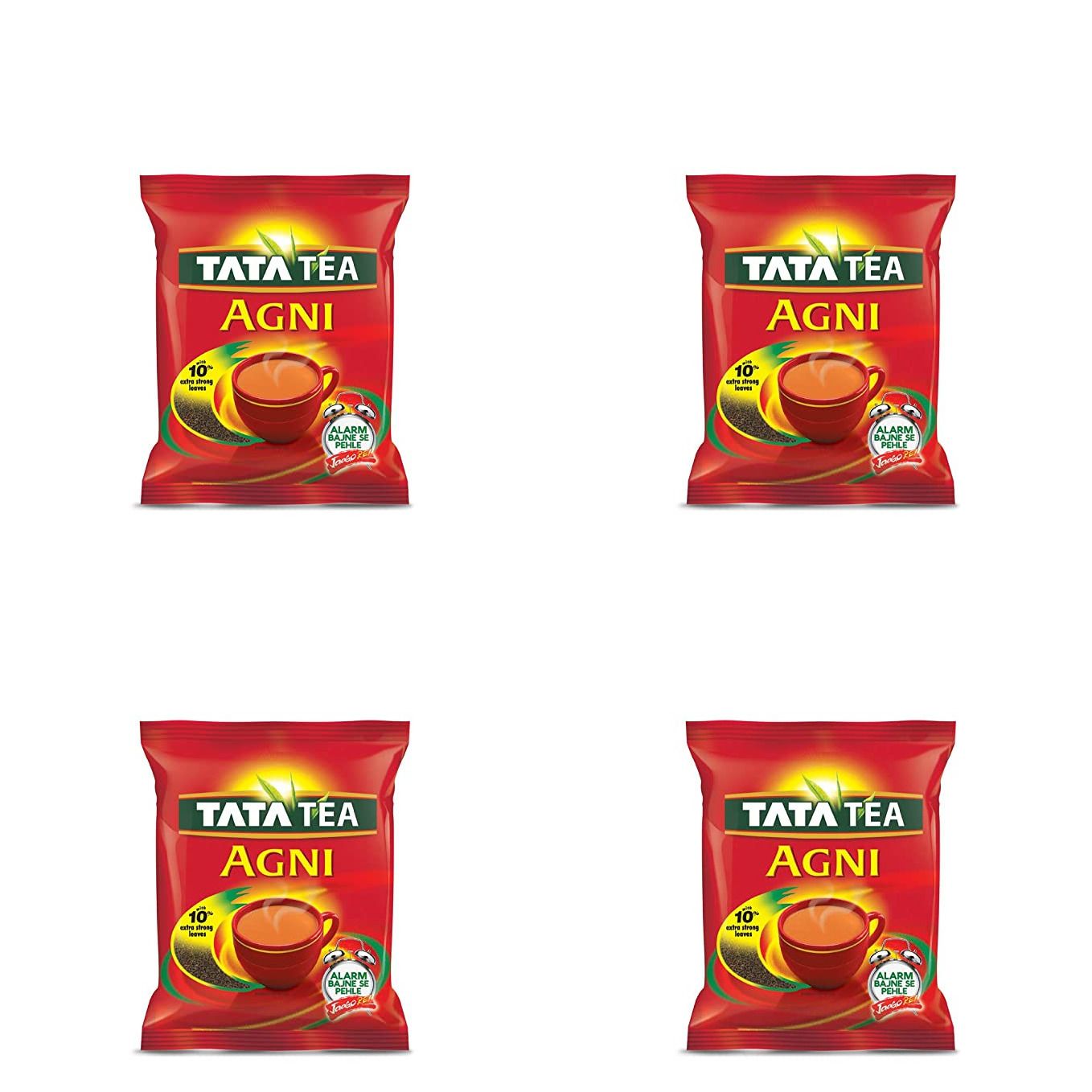Tata Tea Agni | Strong Chai | Leaf Tea | 250 gm each | Pack of 4 | 1 Kg + Green Elaichi 25 gm