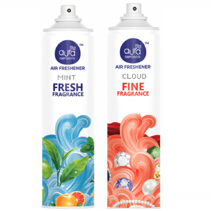Aura Aerosols Air Freshener 300ml (Pack of 2) - Mint & Cloud