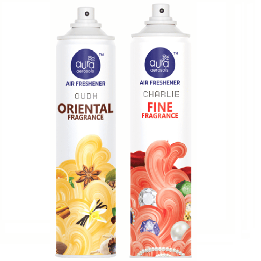Aura Aerosols Air Freshener 300ml (Pack of 2) - Oudh & Charlie