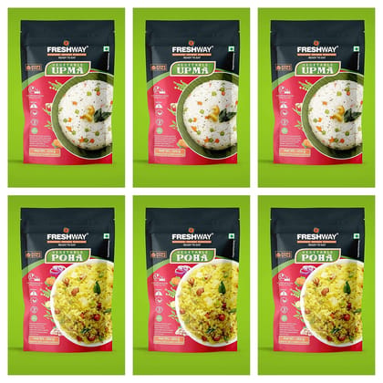 Freshway Ready To Eat Vegetable Upma Home Style & Vegetable Poha Home Style Freshway Ready To Eat Vegetable Upma Home Style & Vegetable Poha Home Style