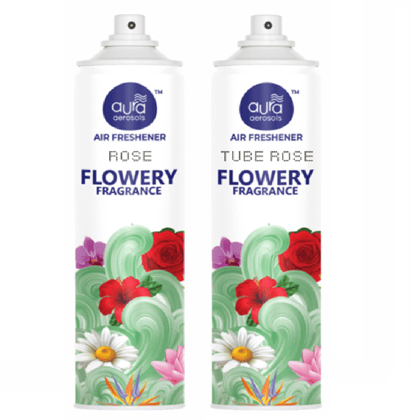 Aura Aerosols Air Freshener 300ml (Pack of 2) - Rose & Tube Rose