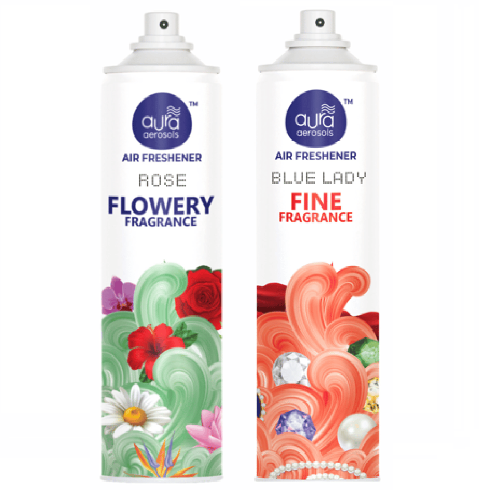 Aura Aerosols Air Freshener 300ml (Pack of 2) - Rose & Blue Lady