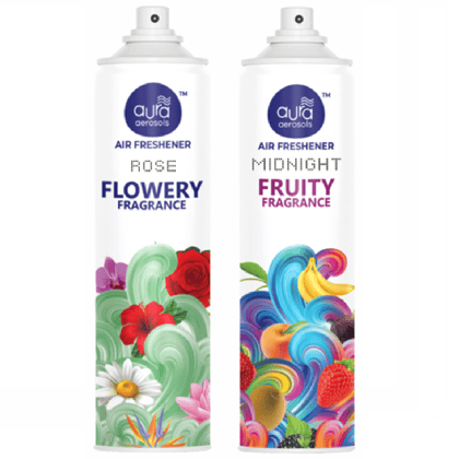 Aura Aerosols Air Freshener 300ml (Pack of 2) - Rose & Midnight