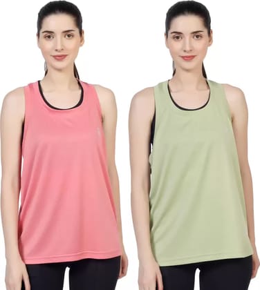 BlueFicus Combo of 2 Women's cotton Tank Top Camisole Solid Plain Sports Summer Gym Workout ( Green & Peach) BlueFicus Combo of 2 Women's cotton Tank Top Camisole Solid Plain Sports Summer Gym Workout ( Green & Peach)
