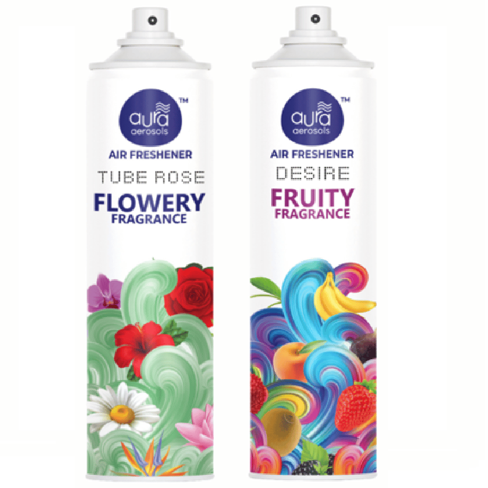 Aura Aerosols Air Freshener 300ml (Pack of 2) - Tube Rose & Desire