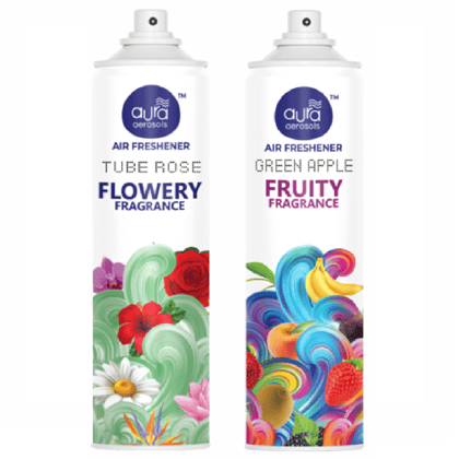 Aura Aerosols Air Freshener 300ml (Pack of 2) - Tube Rose & Green Apple