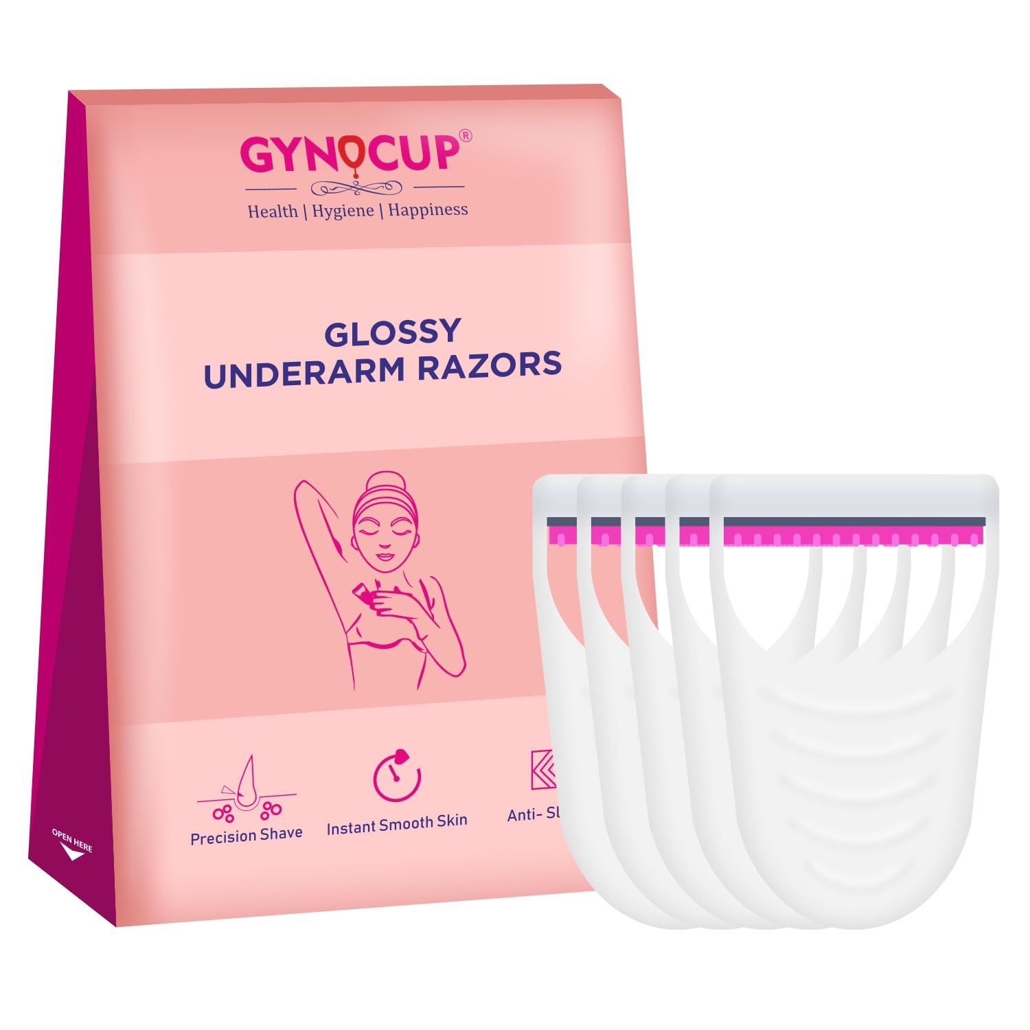 Gynocup Underarm Remove Razor|Easy to use|No Cut Safe & Comfortable Shaving|Water Resist (Pack of 5)
