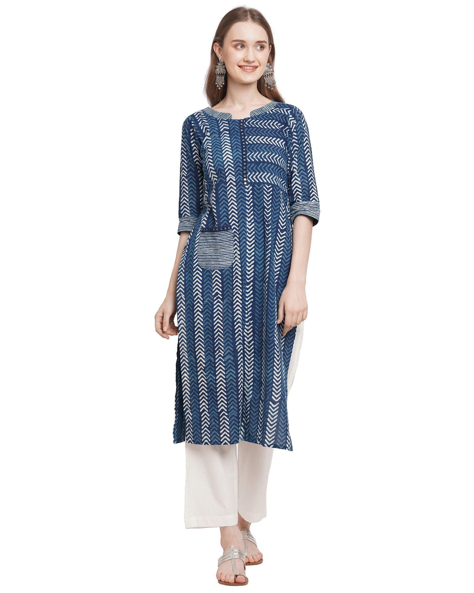 Shashay dabu mirror work pure cotton kurti