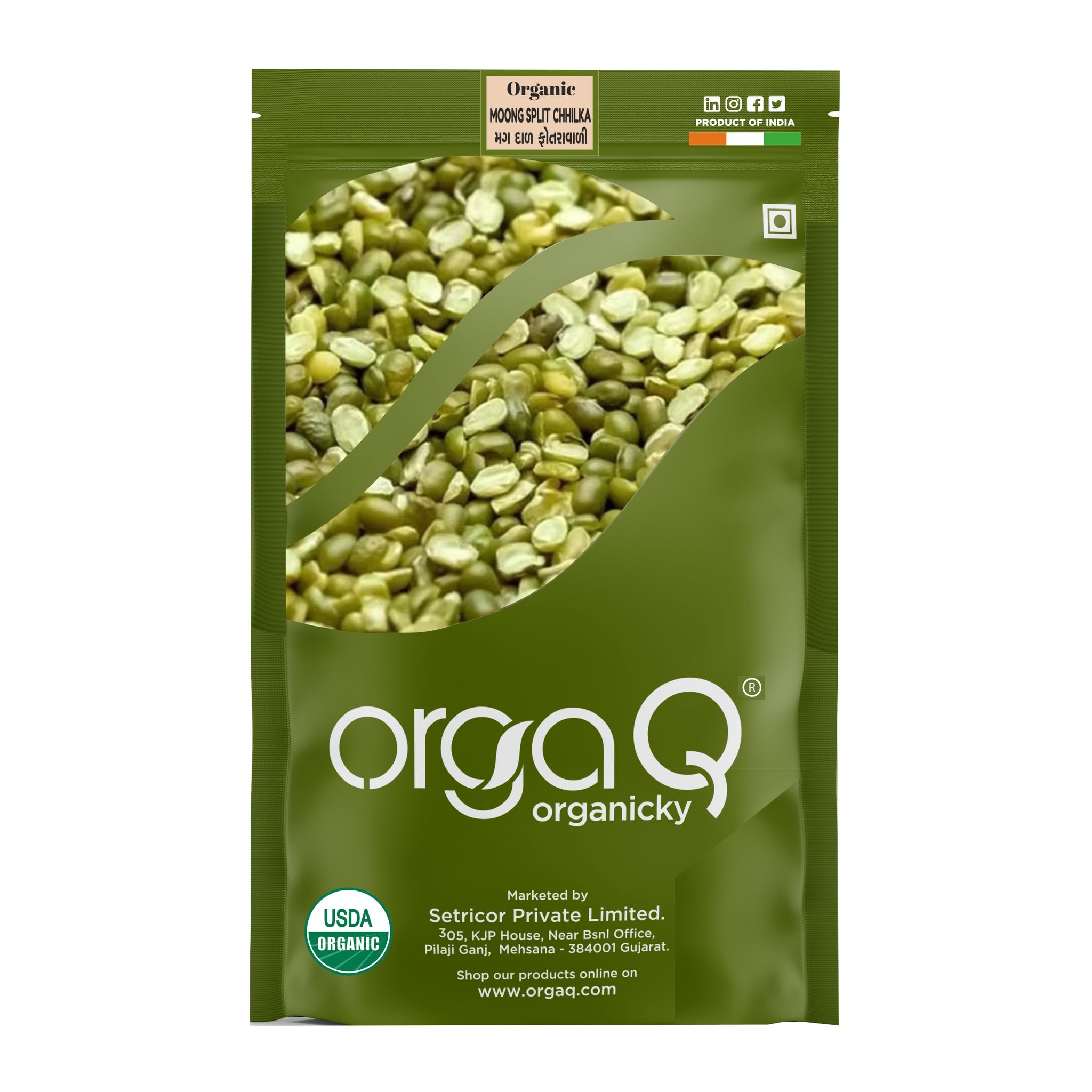 OrgaQ Organicky Organic Green Moong Split/Chilka