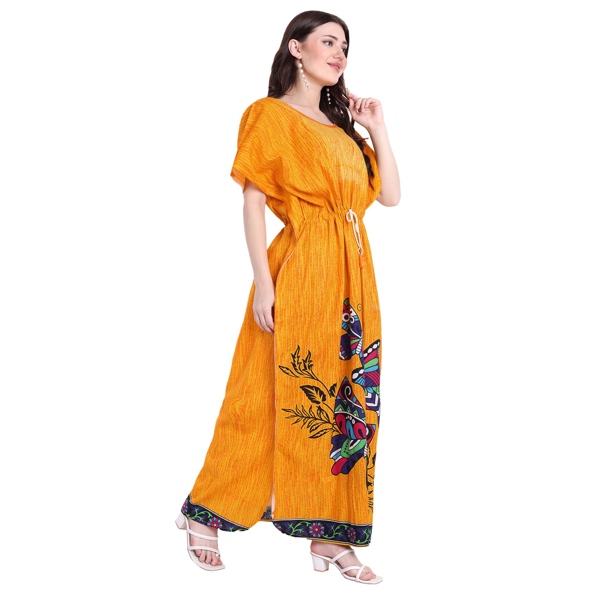 Manasi Craft Quality 100% Pure Cotton Printed Kaftan Nightwear for Women, Half Sleeves - NABARD supported SHGs/JLGs/POs