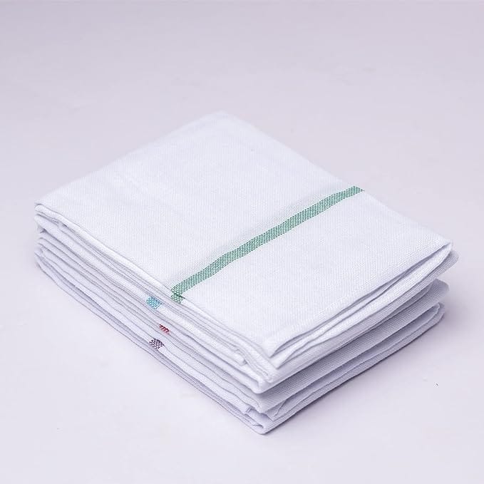 Kerala Thorthu Bath Towel Pure Cotton End Stitched | Pack of 4 | Kerala Thorthu White Cotton Towels for Bath | Light Weight, Quick Dry