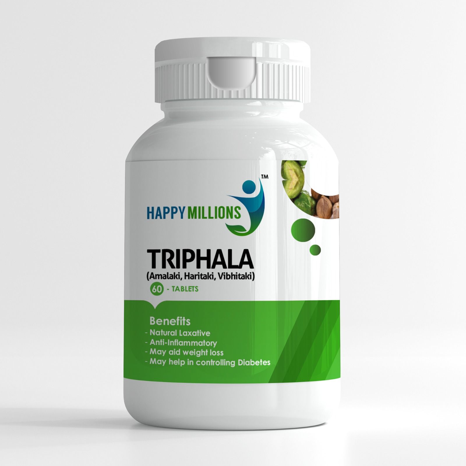 Happy Millions Ayurvedic Triphala Natural Digestive Health Supplement 60 Tablet