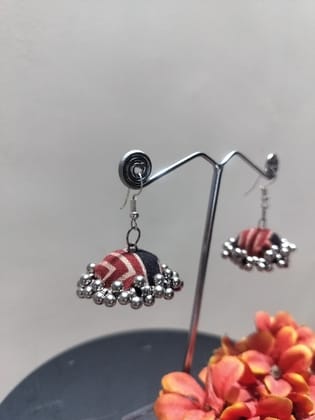 RitzyEra Peach Handmade Ajrakh Jhumkas RitzyEra Peach Handmade Ajrakh Jhumkas