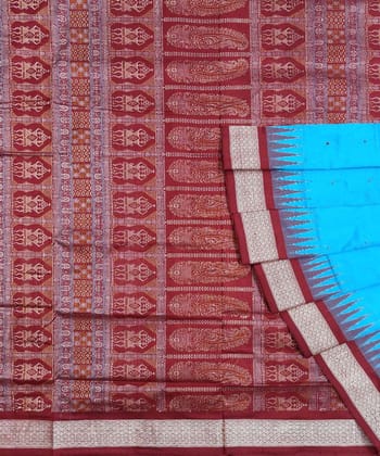Copper Sulphate Handwoven Bomkei Silk Saree SFSSAR1375