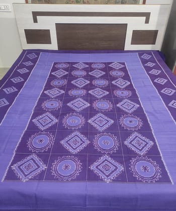 Purple Sambalpuri Handwoven Cotton Double Bed Sheet SFCBED0969