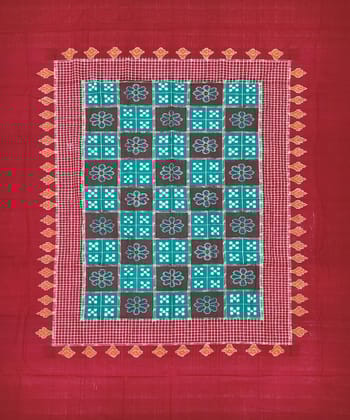 Green Sambalpuri Handwoven Cotton Single Bed Sheet SMCBED1308