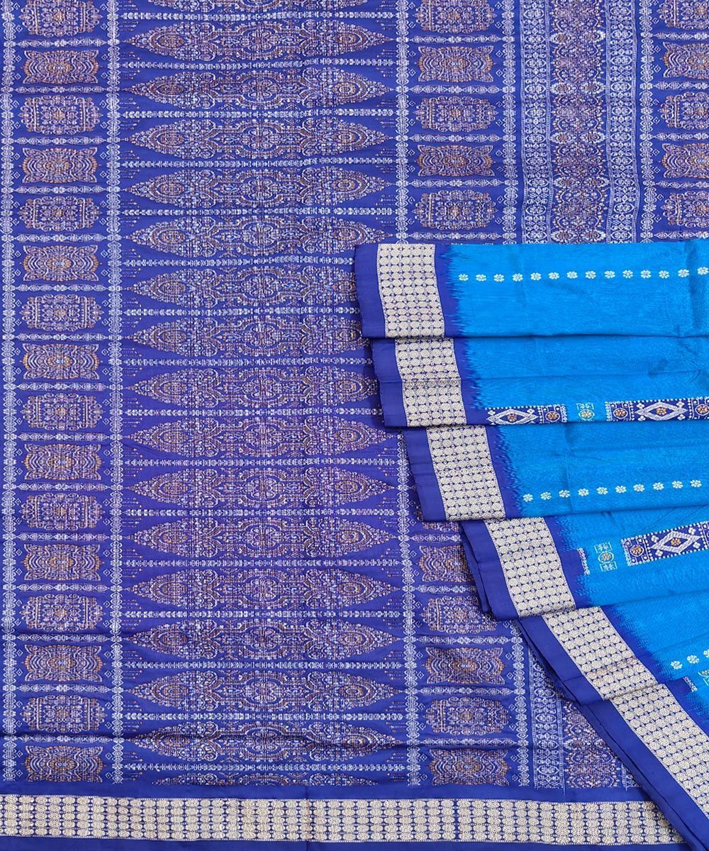 Copper Sulphate Handwoven Bomkei Mix Silk Saree SMSSAR1257