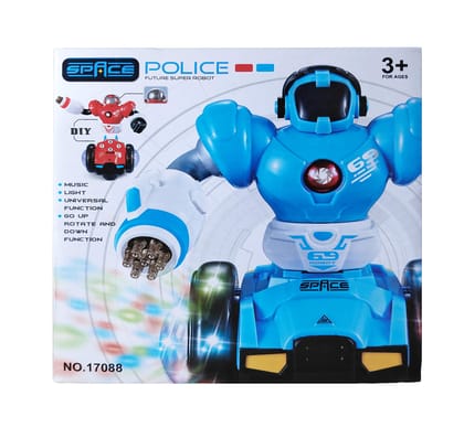 Humaira Space Police Dancing Robot Battery Operated Musical Bump and Go, Sing and 360 Degree Rotation with 4D Flashing Light Toy for Kids Boys Humaira Space Police Dancing Robot Battery Operated Musical Bump and Go, Sing and 360 Degree Rotation with 4D Flashing Light Toy for Kids Boys