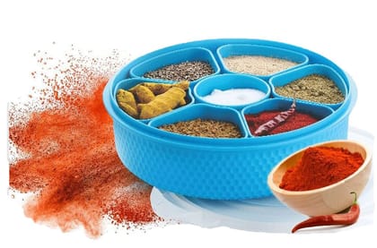 Humaira Plastic Masala Rangoli Box Dabba, Spice Box, Masala Container, 7 Sections for Keeping Spices in Kitchen Humaira Plastic Masala Rangoli Box Dabba, Spice Box, Masala Container, 7 Sections for Keeping Spices in Kitchen