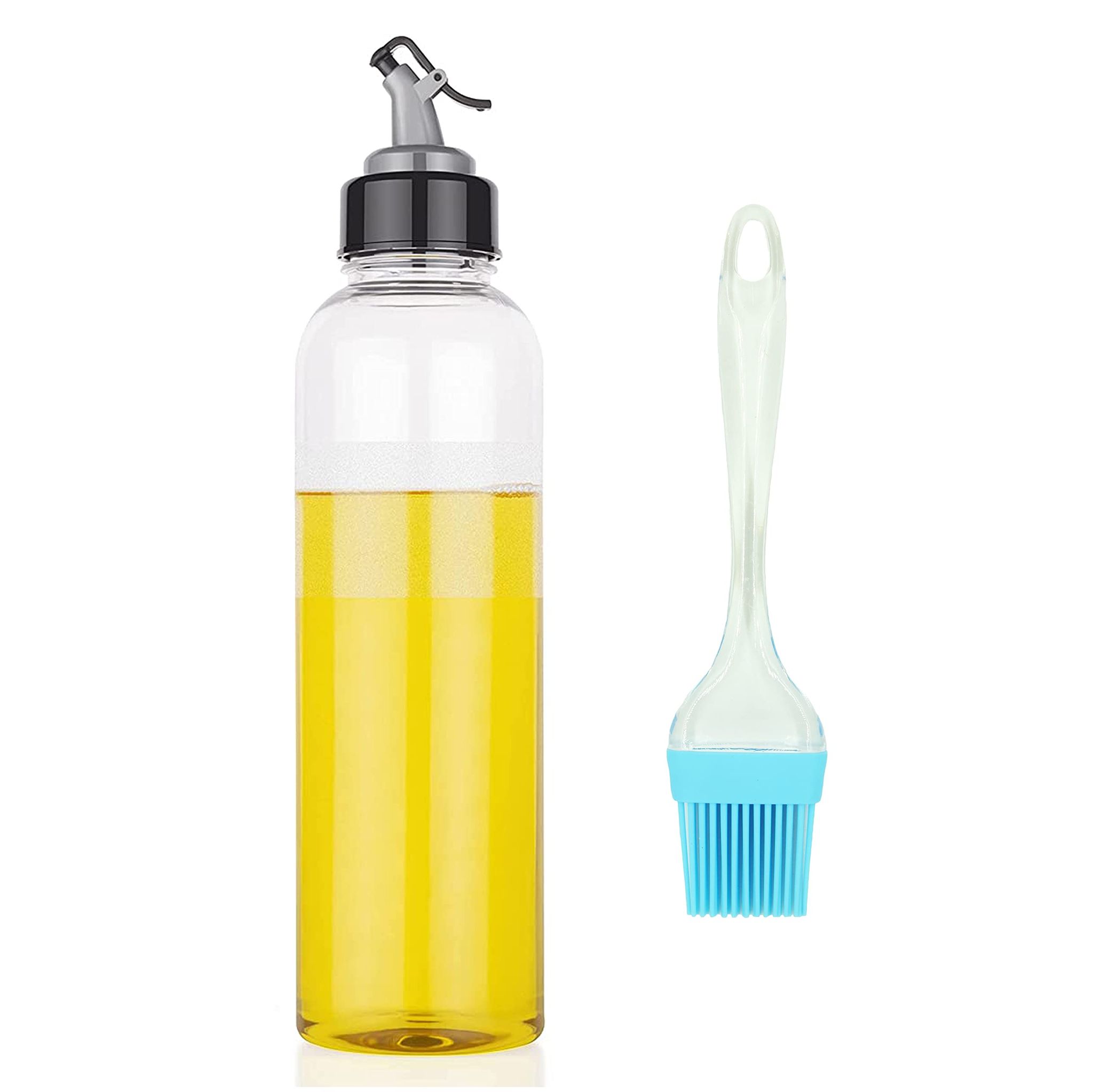 Humaira Plastic Oil Bottle Dispenser 1000ml Unbreakable Transparent Easy Flow for Cooking Oil, Vinegar, Liquid Dispenser with 1 Pc Oil Brush