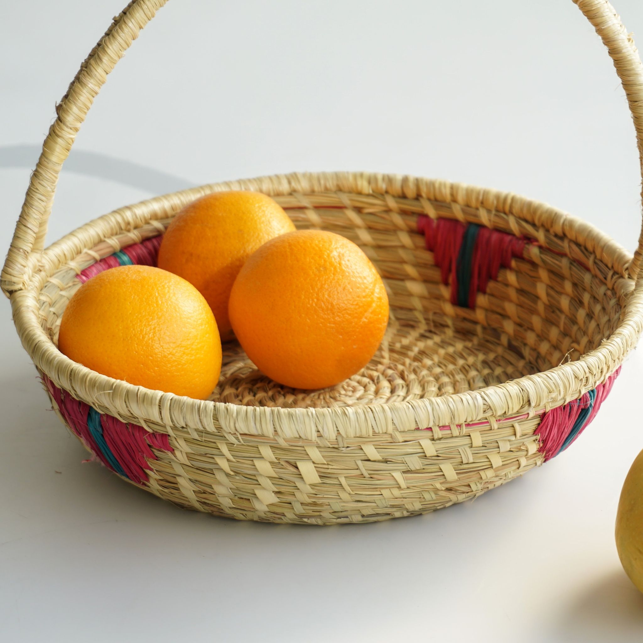 Moonj Grass Fruit Basket (Pink)