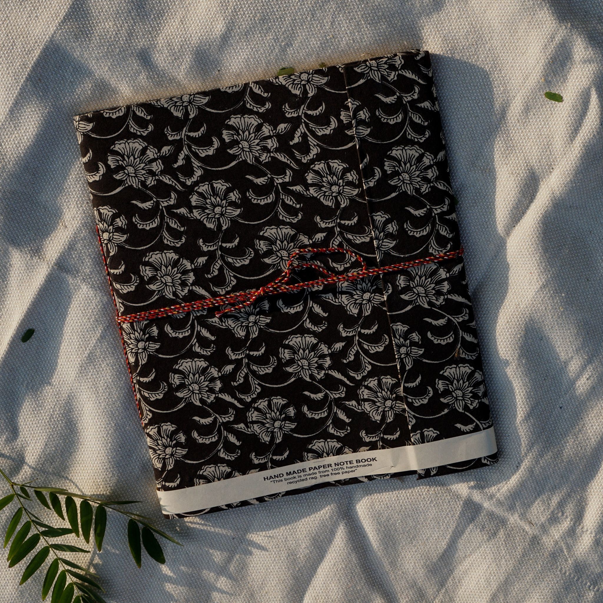 Hand Block Print Handmade Diary Big | Black