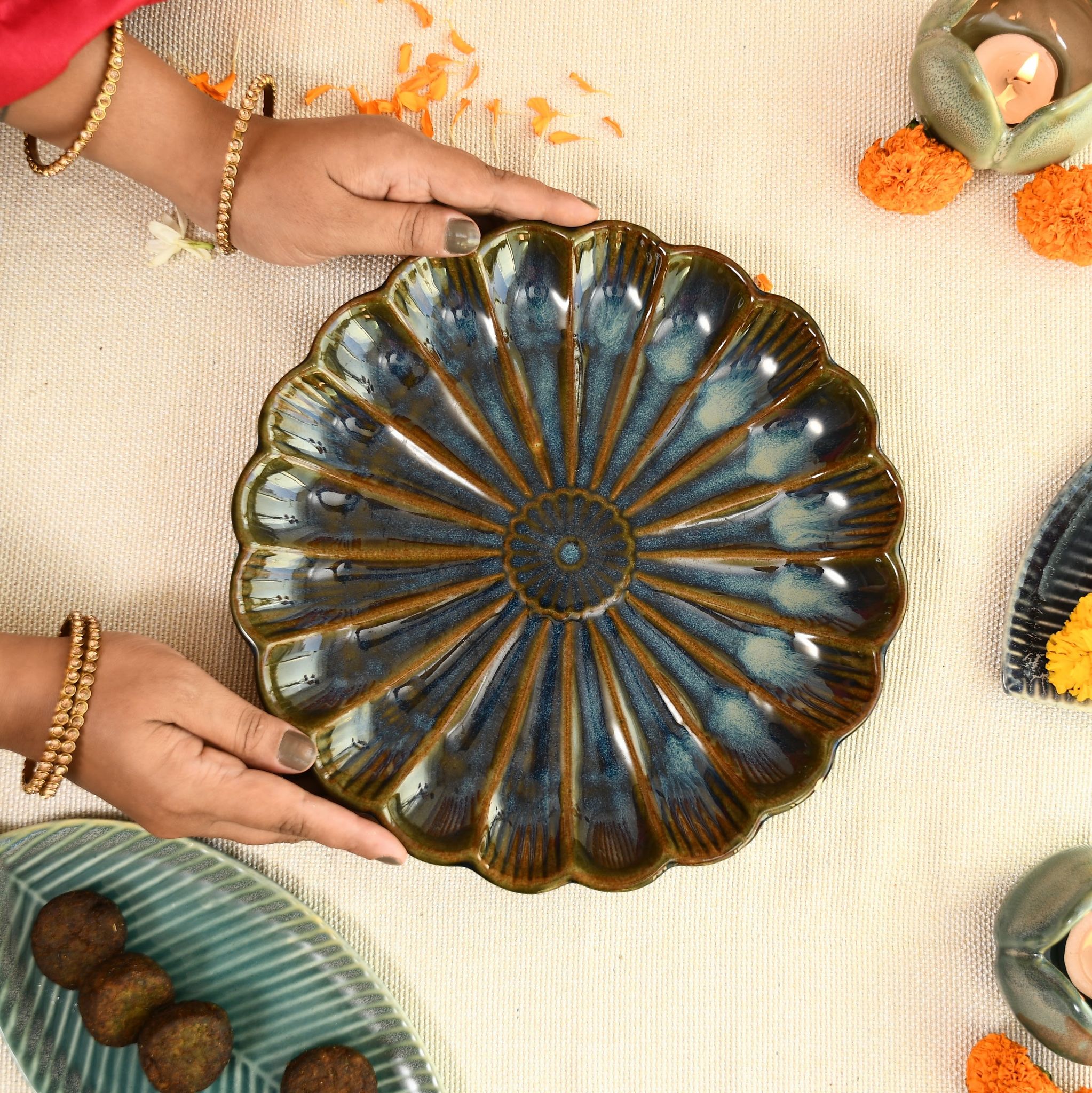 Blue Flower Serving Platter