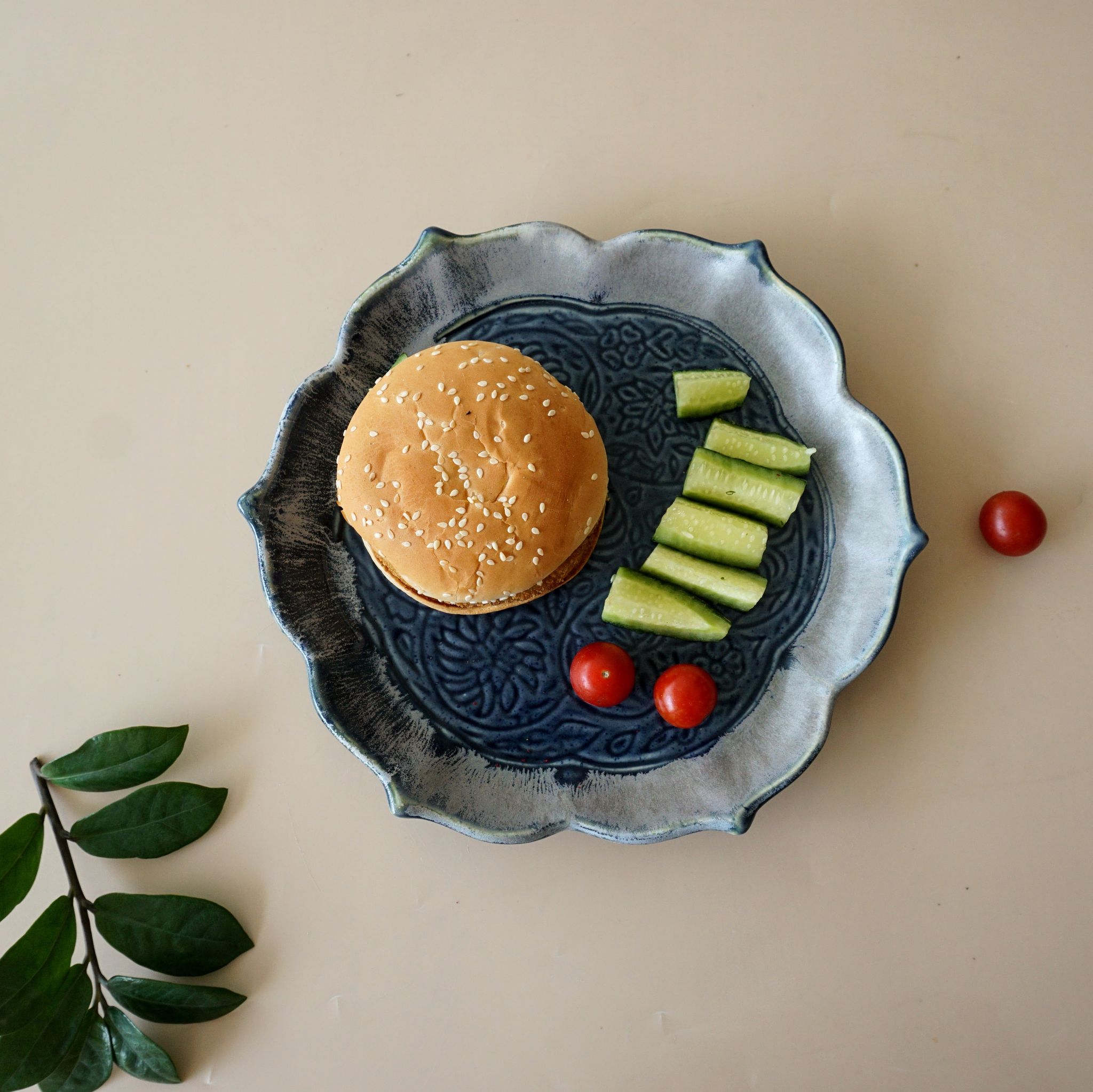 Blue Lotus Ceramic Platter