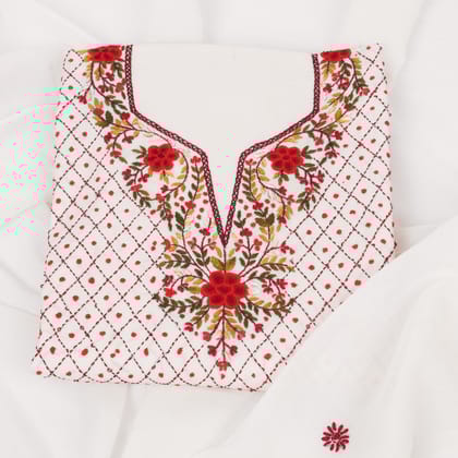 Manasi Craft Pure Cotton Hand Embroidered Unstitched Kurti Piece 5mtr with Dupatta 2.5mtr - NABARD supported SHGs/JLGs/POs