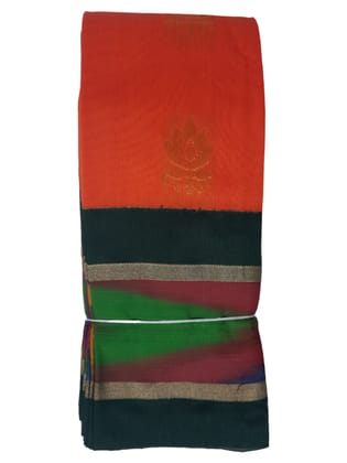 Uppada Kuppadam Orange handloom cotton silk saree with blouse piece.