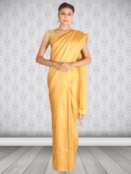 Yellow Khadi Silk Saree