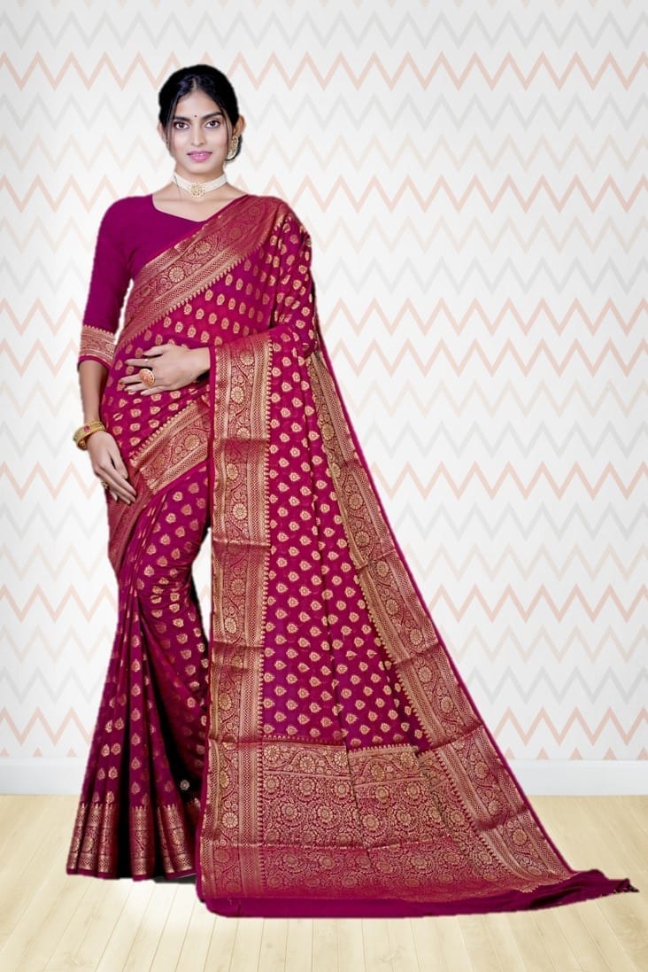 Khaddi Georgette Saree Wine