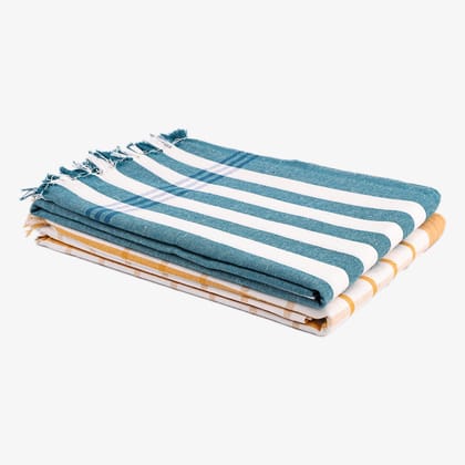 SME Handloom Cotton Bath Towels/Big Durable, Comfort Bath Towel for Men and Women Large Size Combo Pack of 2 (Green Stripe & White) SME Handloom Cotton Bath Towels/Big Durable, Comfort Bath Towel for Men and Women Large Size Combo Pack of 2 (Green Stripe & White)