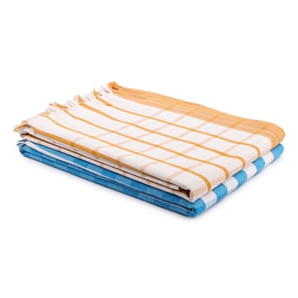 SME Handloom Cotton Bath Towels/Big Towel Comfort Bath Towel for Men and Women, Large Size Combo Pack of 2 (Blue & Orange White Stripe) SME Handloom Cotton Bath Towels/Big Towel Comfort Bath Towel for Men and Women, Large Size Combo Pack of 2 (Blue & Orange White Stripe)
