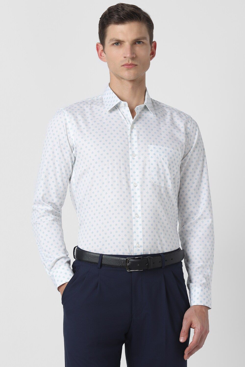 Men White Slim Fit Formal Full Sleeves Formal Shirt