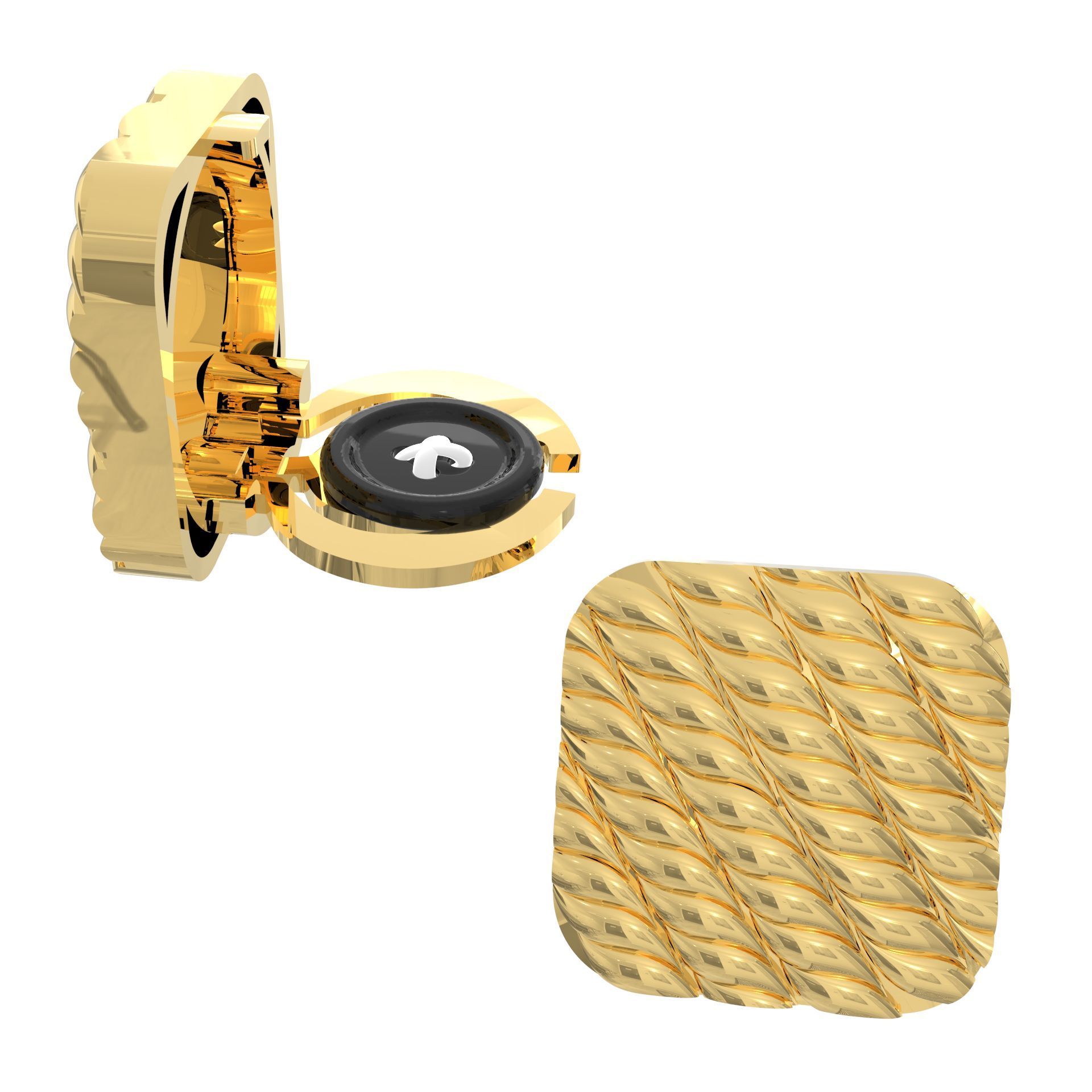 The Smart Buttons - Gold Colour Plated Shirt Button Cover Cufflinks for Men - Woven Style