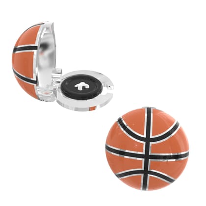 The Smart Buttons - White Gold Colour Plated Shirt Button Cover Cufflinks for Men - Basketball The Smart Buttons - White Gold Colour Plated Shirt Button Cover Cufflinks for Men - Basketball