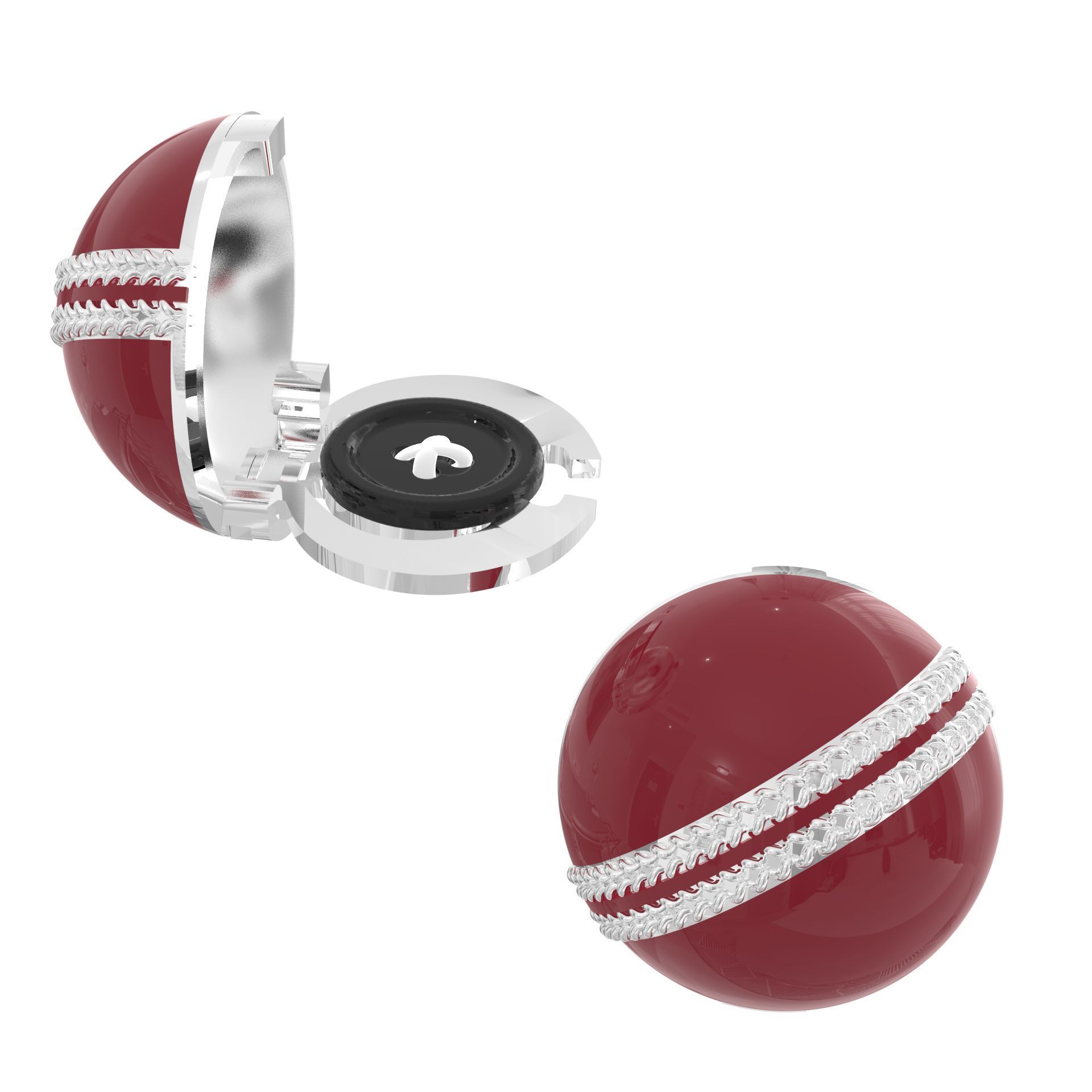 The Smart Buttons - White Gold Colour Plated Shirt Button Cover Cufflinks for Men - Cricket Ball
