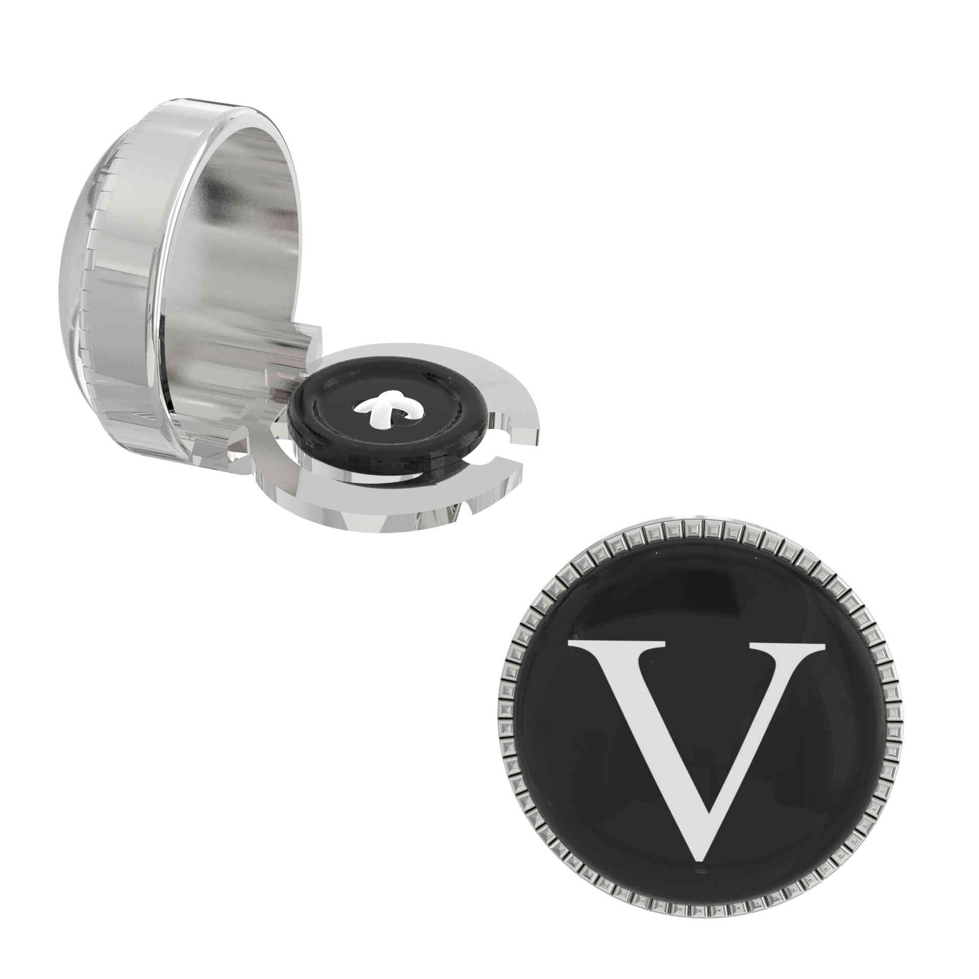 The Smart Buttons - Shirt Button Cover Cufflinks for Men - Personalized Initials - V