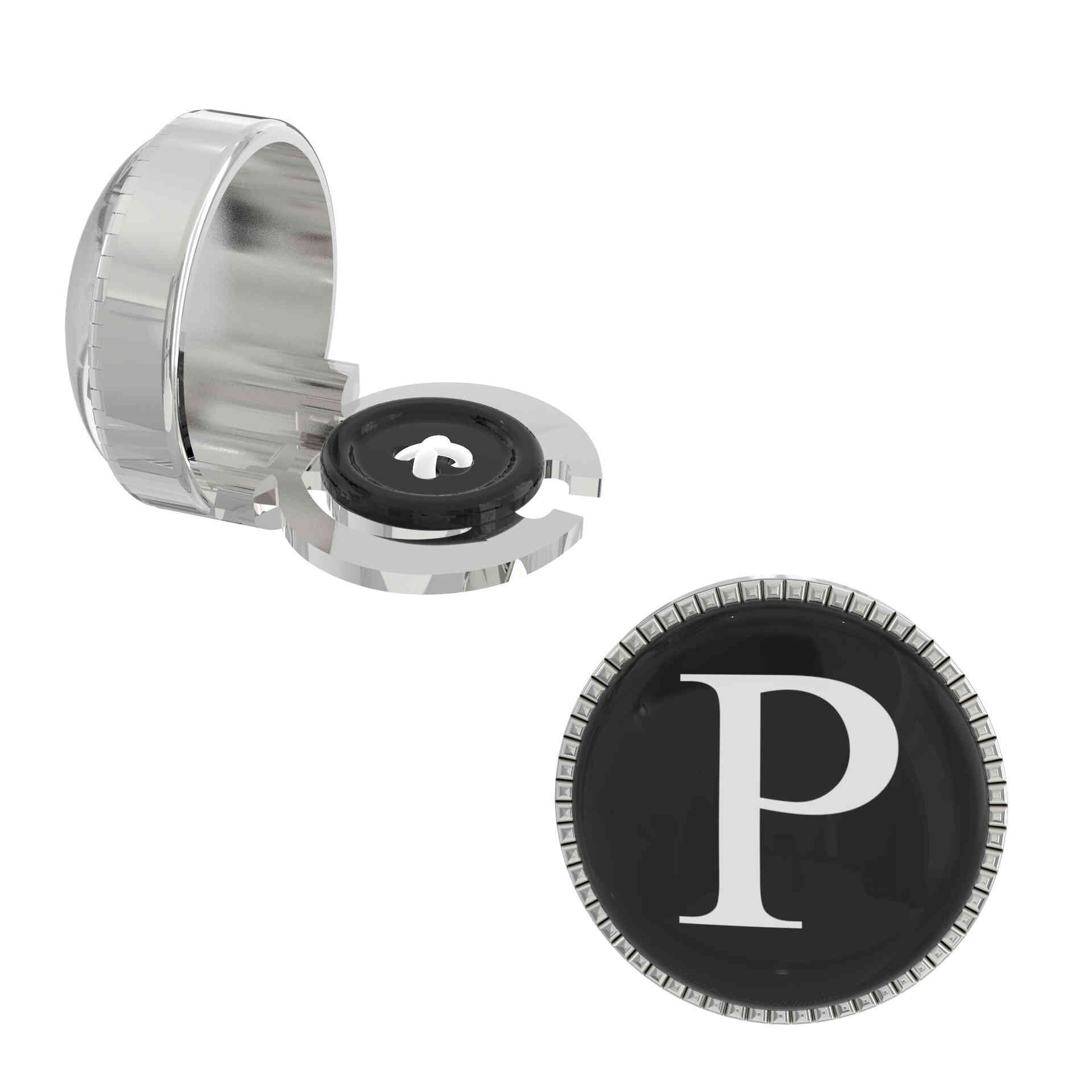 The Smart Buttons - Shirt Button Cover Cufflinks for Men - Personalized Initials - P