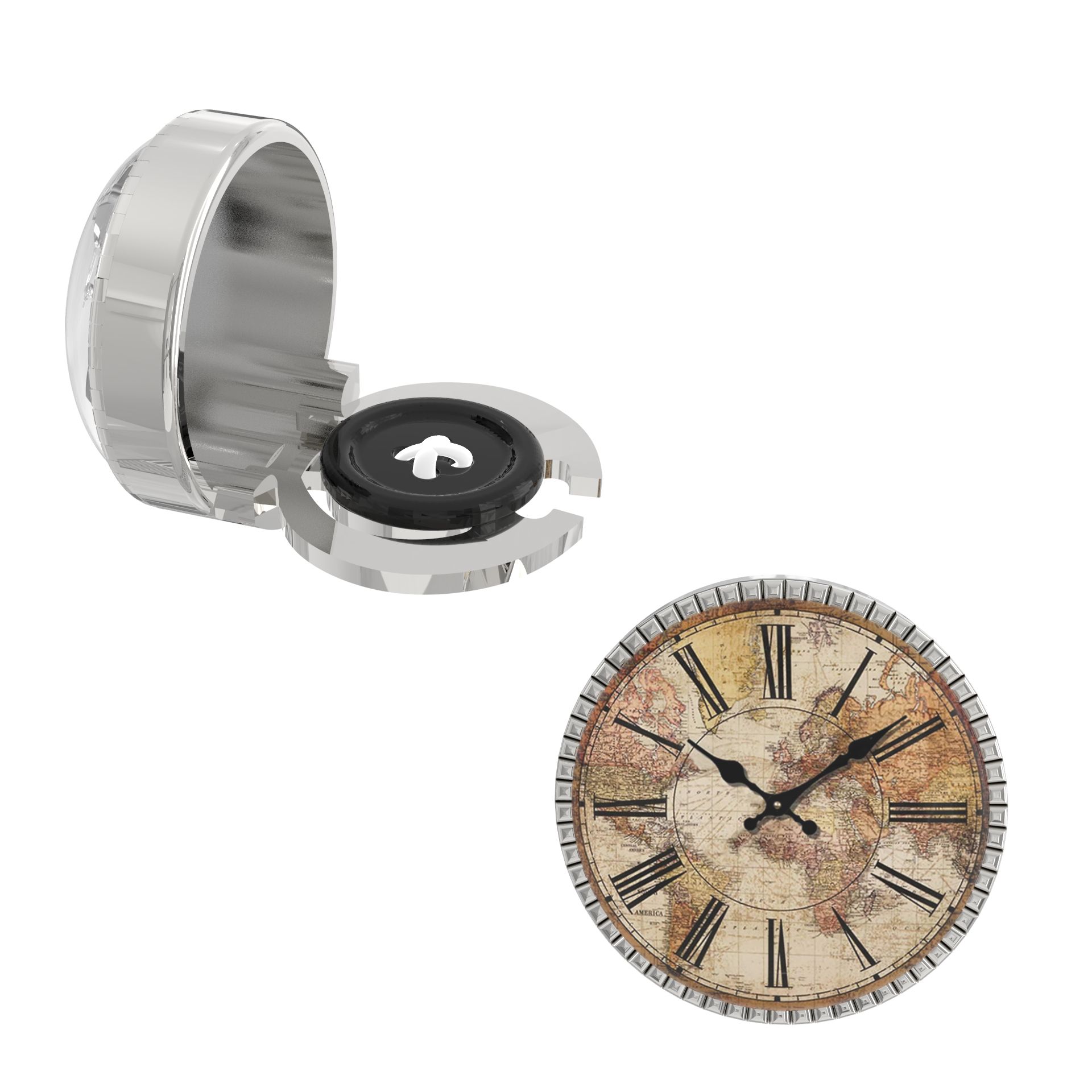 The Smart Buttons - Shirt Button Cover Cufflinks for Men - Antique Clock Style