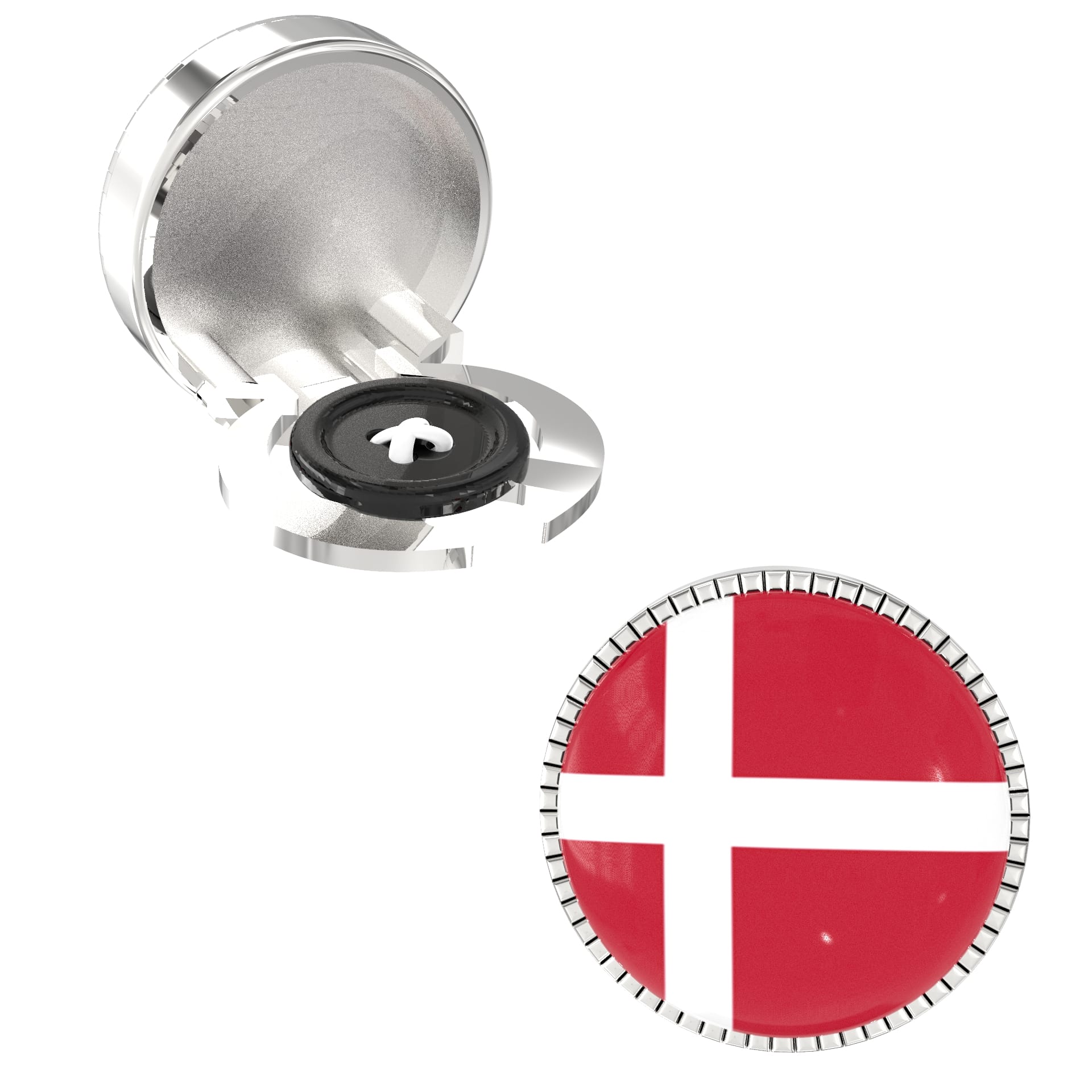The Smart Buttons - Shirt Button Cover Cufflinks for Men - Denmark Flag Style